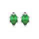 Pear shape emerald green gemstone earrings, white gold scalloped six-prong setting.