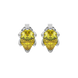 Pear shape canary yellow gemstone earrings, white gold scalloped six-prong setting.