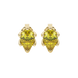 Pear shape canary yellow gemstone earrings, yellow gold scalloped six-prong setting.