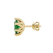 Side profile, yellow gold emerald green earrings, scalloped six-prong gallery