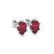 Close-up raspberry red gemstone, white gold scalloped setting.