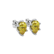 Close-up canary yellow gemstone, white gold scalloped setting.