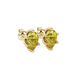 Close-up, pear shape canary yellow gemstone, yellow gold scalloped earrings.