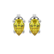 Pear shape canary yellow gemstone earrings, white gold surprise diamond setting.