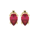 Pear shape raspberry red gemstone earrings, yellow gold surprise diamond setting.