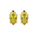 Pear shape canary yellow gemstone earrings, yellow gold surprise diamond setting.
