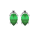Pear shape emerald green gemstone earrings, white gold surprise diamond setting.