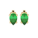 Pear shape emerald green gemstone earrings, yellow gold surprise diamond setting.