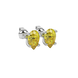 Close-up canary yellow gemstone earing, white gold surprise diamond setting.