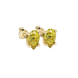 Close-up, pear shape canary yellow gemstone, yellow gold surprise diamond earrings.