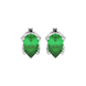 Pear shape emerald green gemstone earrings, white gold tulip basket setting.
