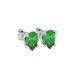 Close-up emerald green gemstone earing, white gold tulip basket.