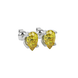 Close-up canary yellow gemstone earing, white gold tulip basket.
