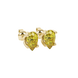 Close-up, pear shape canary yellow gemstone, yellow gold tulip basket earrings.