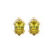 Pear shape canary yellow gemstone earrings, yellow gold vintage basket setting.