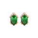 Pear shape emerald green gemstone earrings, rose gold vintage basket setting.