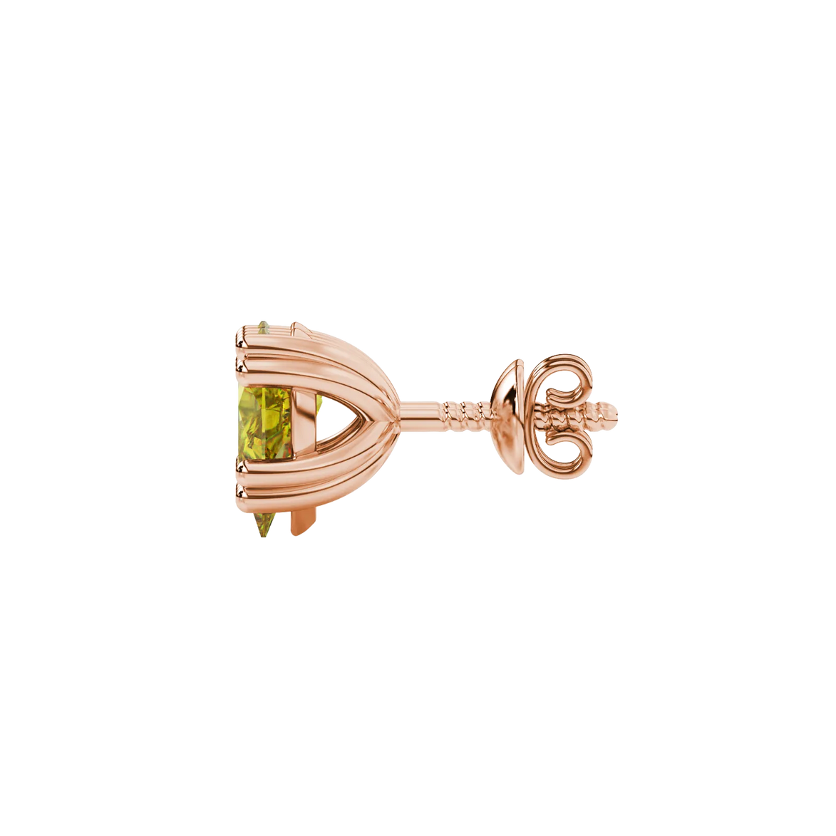 Side profile, rose gold canary yellow earrings, vintage basket gallery