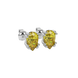Pear shape canary yellow gemstone earrings, white gold vintage basket setting.