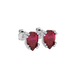 Close-up raspberry red gemstone earing, white gold vintage basket.
