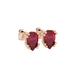 Close-up, pear shape raspberry red gemstone earrings, rose gold vintage basket.