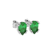 Close-up emerald green gemstone earing, white gold vintage basket