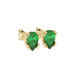 Close-up, pear shape emerald green gemstone, yellow gold vintage basket earrings.