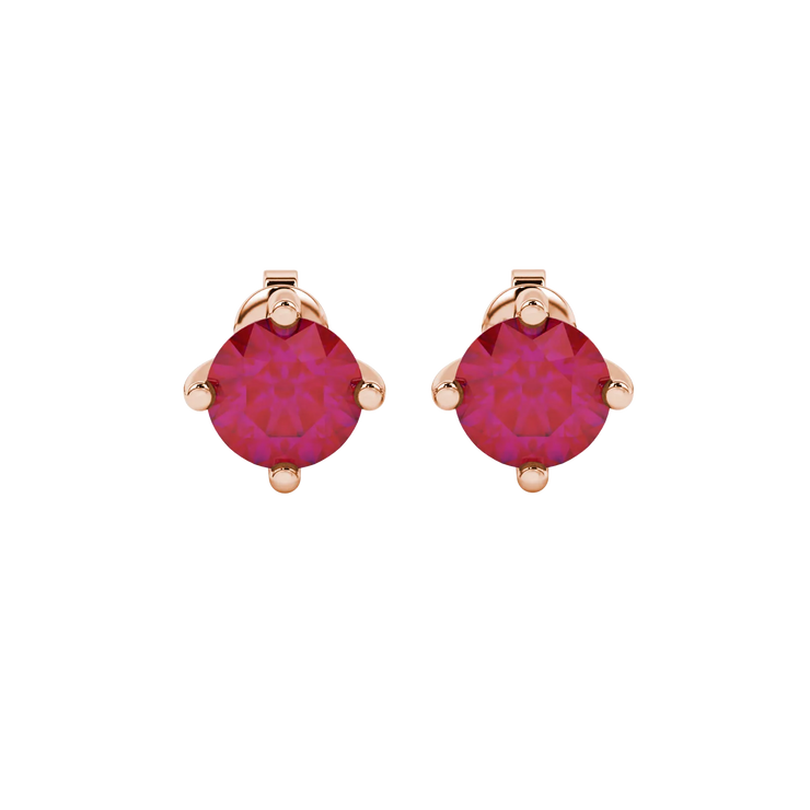 Round Cut Four Prong Gemstone Stud Earrings