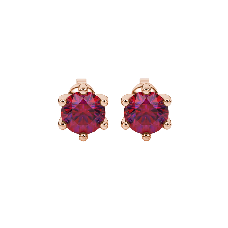 Round Six-Prong Basket Gemstone Stud Earrings