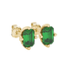 Emerald cut green gemstone stud earrings in rose gold solitaire setting