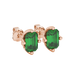 Emerald cut green gemstone stud earrings in rose gold solitaire setting