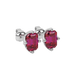 Emerald cut red gemstone stud earrings with elegant open prong design