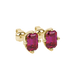 Emerald cut red gemstone stud earrings with elegant open prong design
