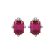 Emerald cut red gemstone stud earrings with elegant open prong design
