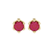 Round-cut raspberry red gemstone stud earrings in a yellow gold scalloped six-prong setting