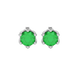 Round-cut emerald green gemstone stud earrings in a white gold scalloped six-prong setting.