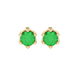 Round-cut emerald green gemstone stud earrings in a yellow gold scalloped six-prong setting