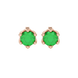 Round-cut emerald green gemstone stud earrings in a rose gold scalloped six-prong setting.