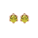 Round-cut canary yellow gemstone stud earrings in a rose gold scalloped six-prong setting.