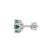 Side view of white gold emerald green gemstone stud earrings featuring a clean scalloped six-prong gallery.