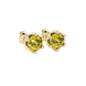 close-up of a round canary yellow gemstone secured in a yellow gold scalloped six-prong setting.