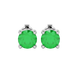 Round-cut emerald green gemstone stud earrings in a white gold surprise diamond setting.