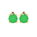 Round-cut emerald green gemstone stud earrings in a yellow gold surprise diamond setting.