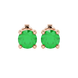 Round-cut emerald green gemstone stud earrings in a rose gold surprise diamond setting.