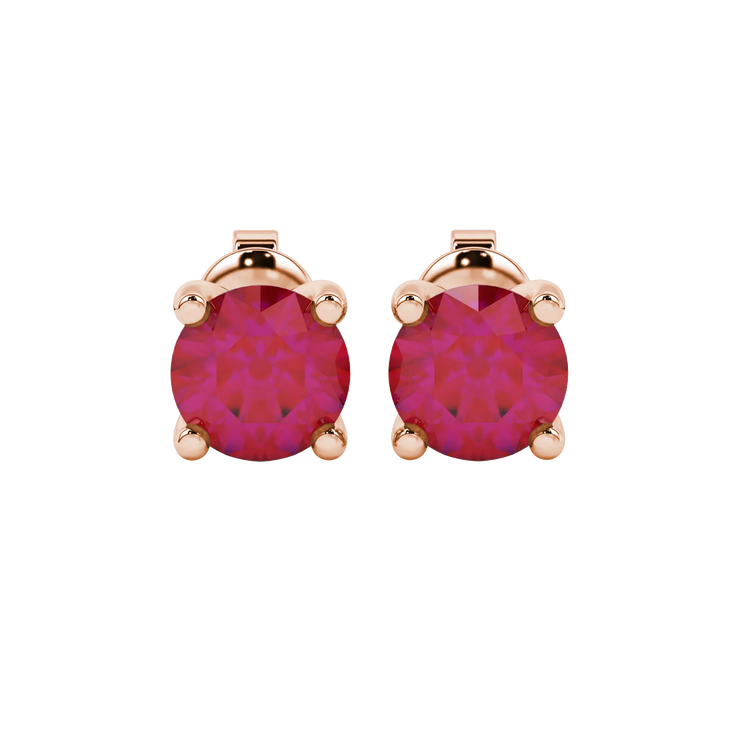 Round Four-Prong Gemstone Stud Earrings