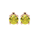 Round-cut canary yellow gemstone stud earrings in a rose gold surprise diamond setting.