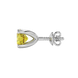 Side profile of white gold canary yellow gemstone earrings showing the surprise diamond design.