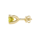Side angle of yellow gold canary yellow gemstone stud earrings displaying the surprise diamond setting.