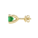 Side profile of yellow gold emerald green gemstone stud earrings with a surprise diamond design.