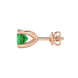 Side angle of rose gold emerald green gemstone earrings showcasing the surprise diamond setting.