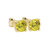 close-up of a round canary yellow gemstone secured in a yellow gold surprise diamond setting.